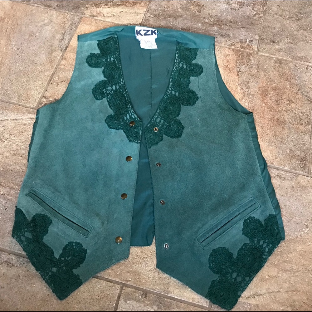 Vintage KZK Green Leather vest